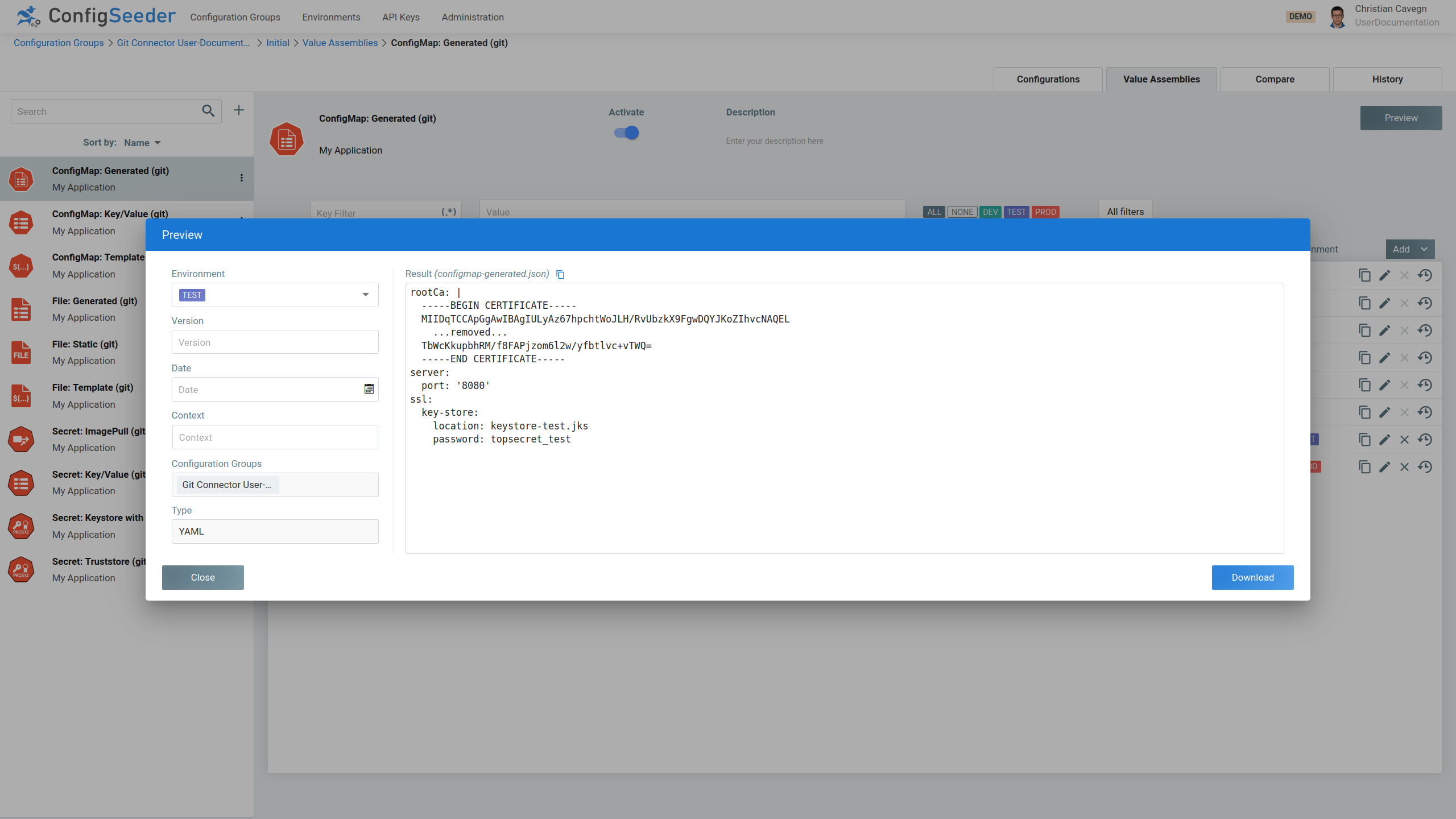 ConfigMap: Generated Preview