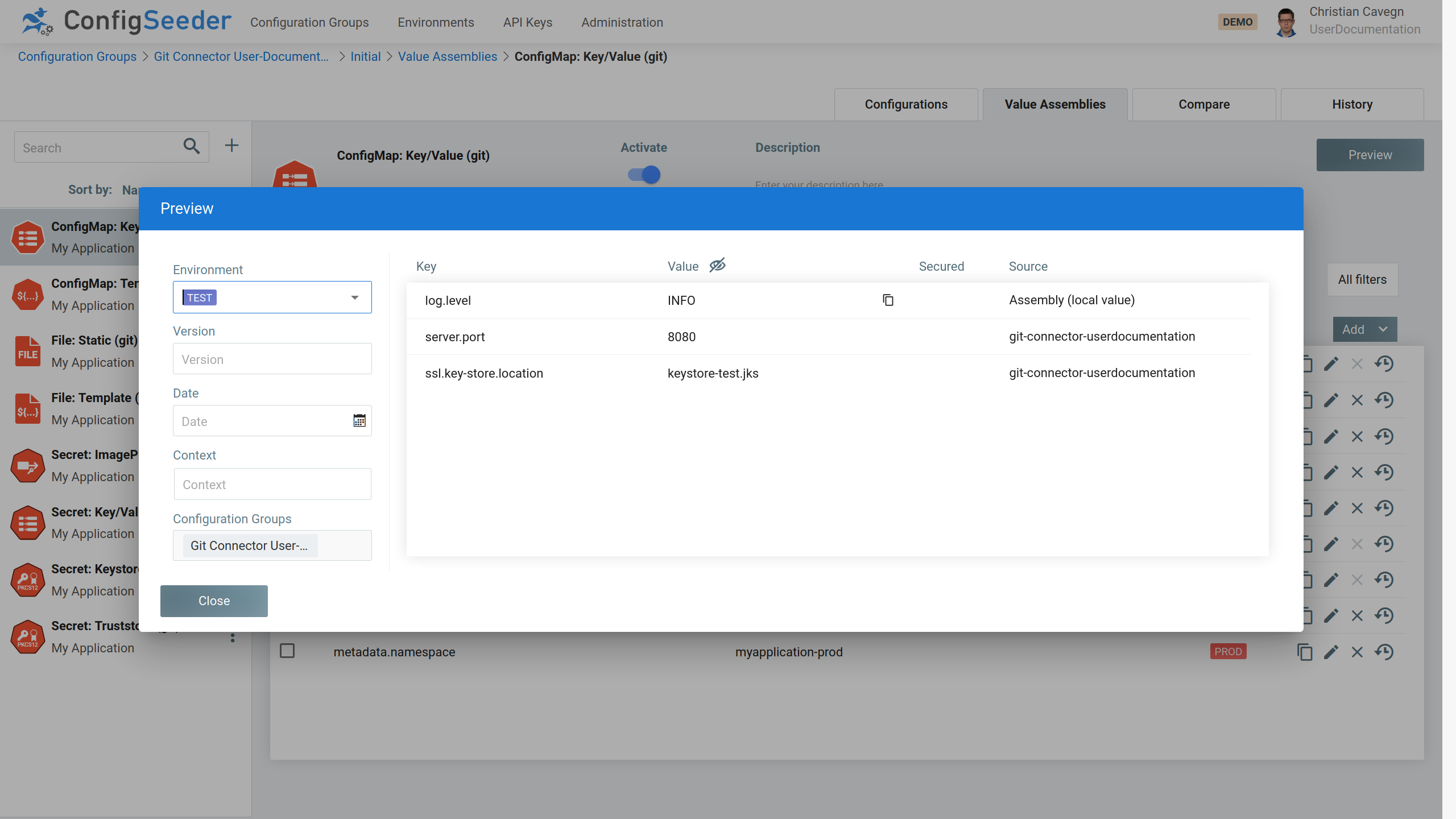 ConfigMap: Key/Value Preview