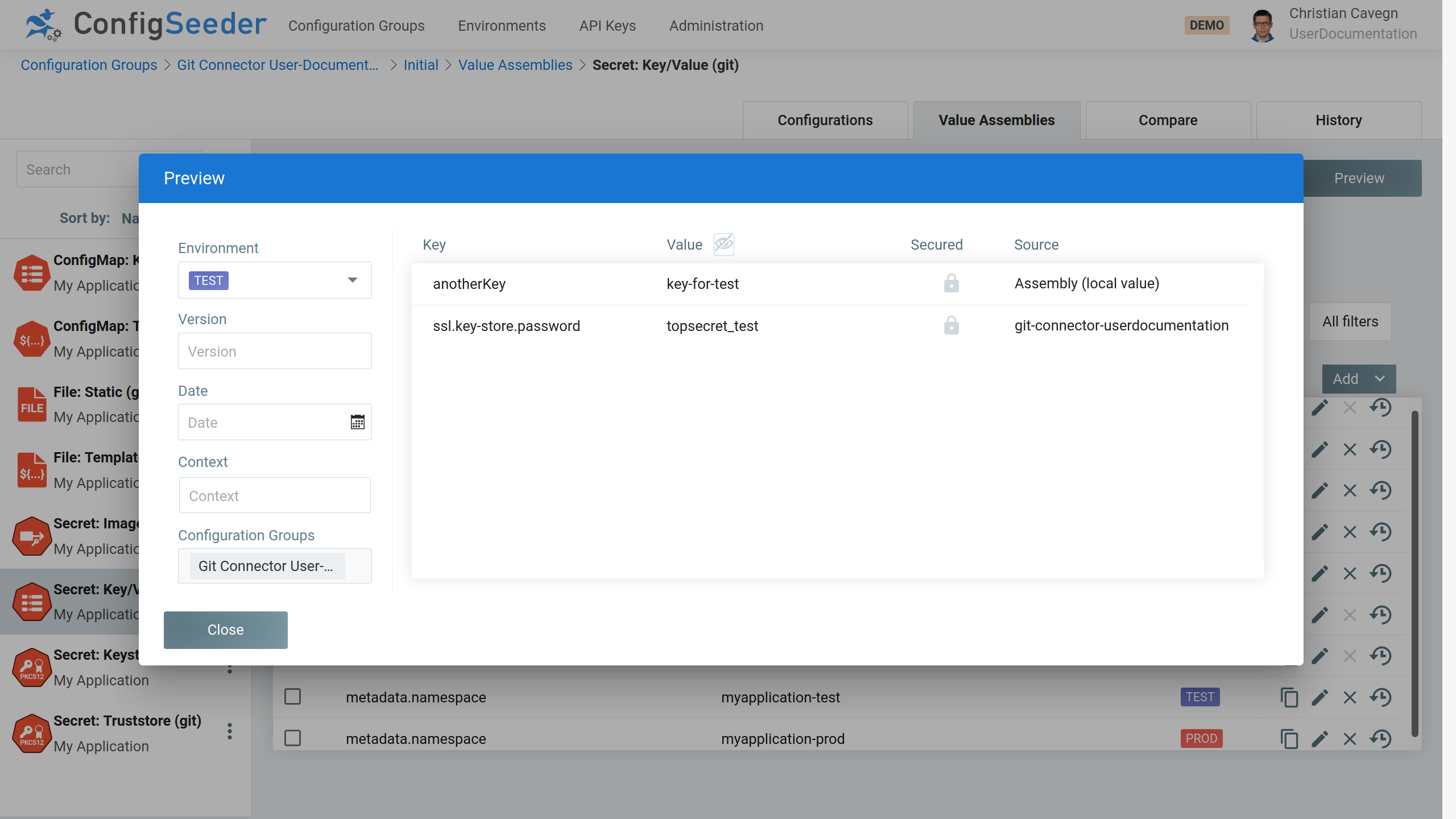 ConfigMap: Key/Value Preview