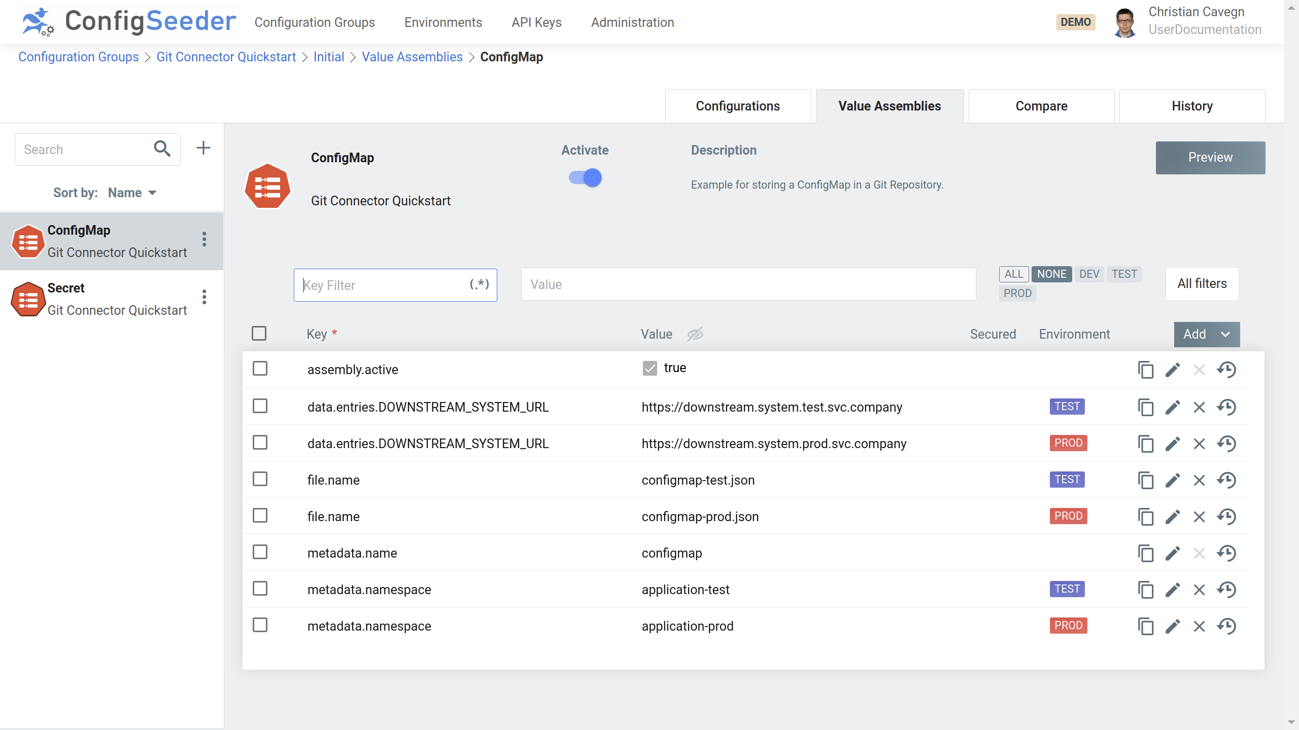 ConfigMap Key/Value