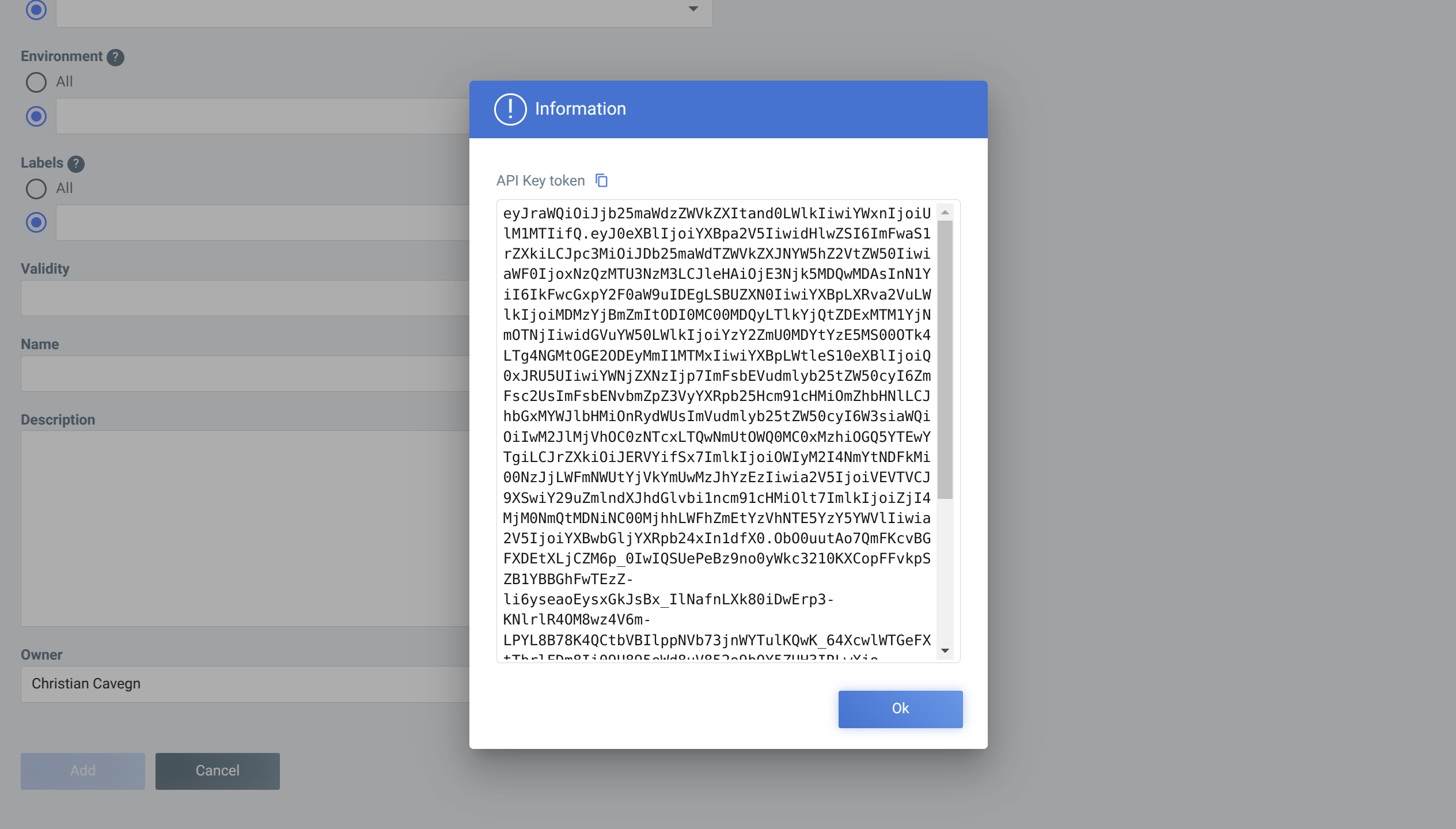New API Key created