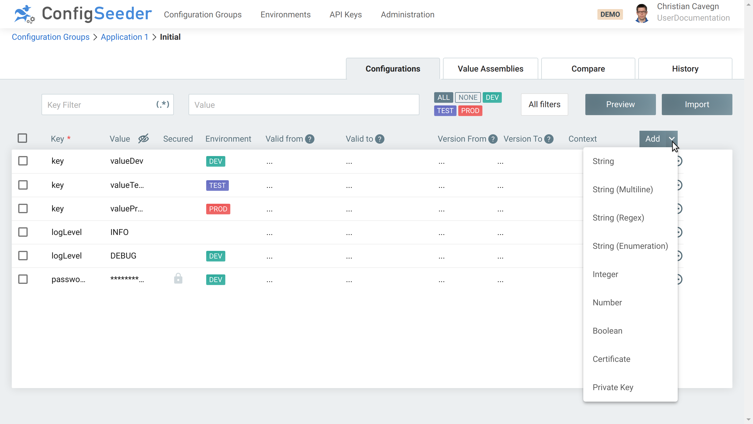 Add new configuration node