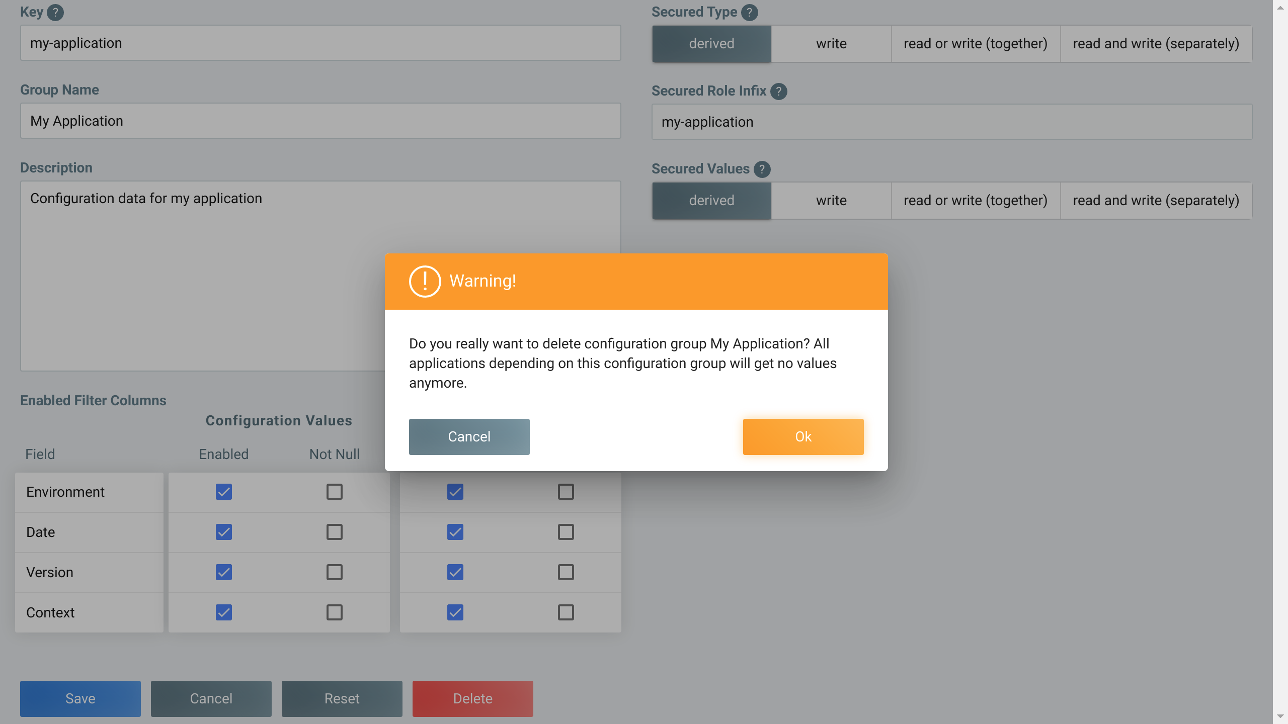 Delete a configuration group