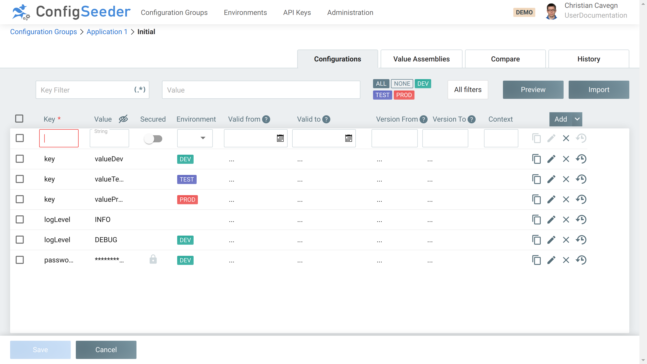 New configuration node added