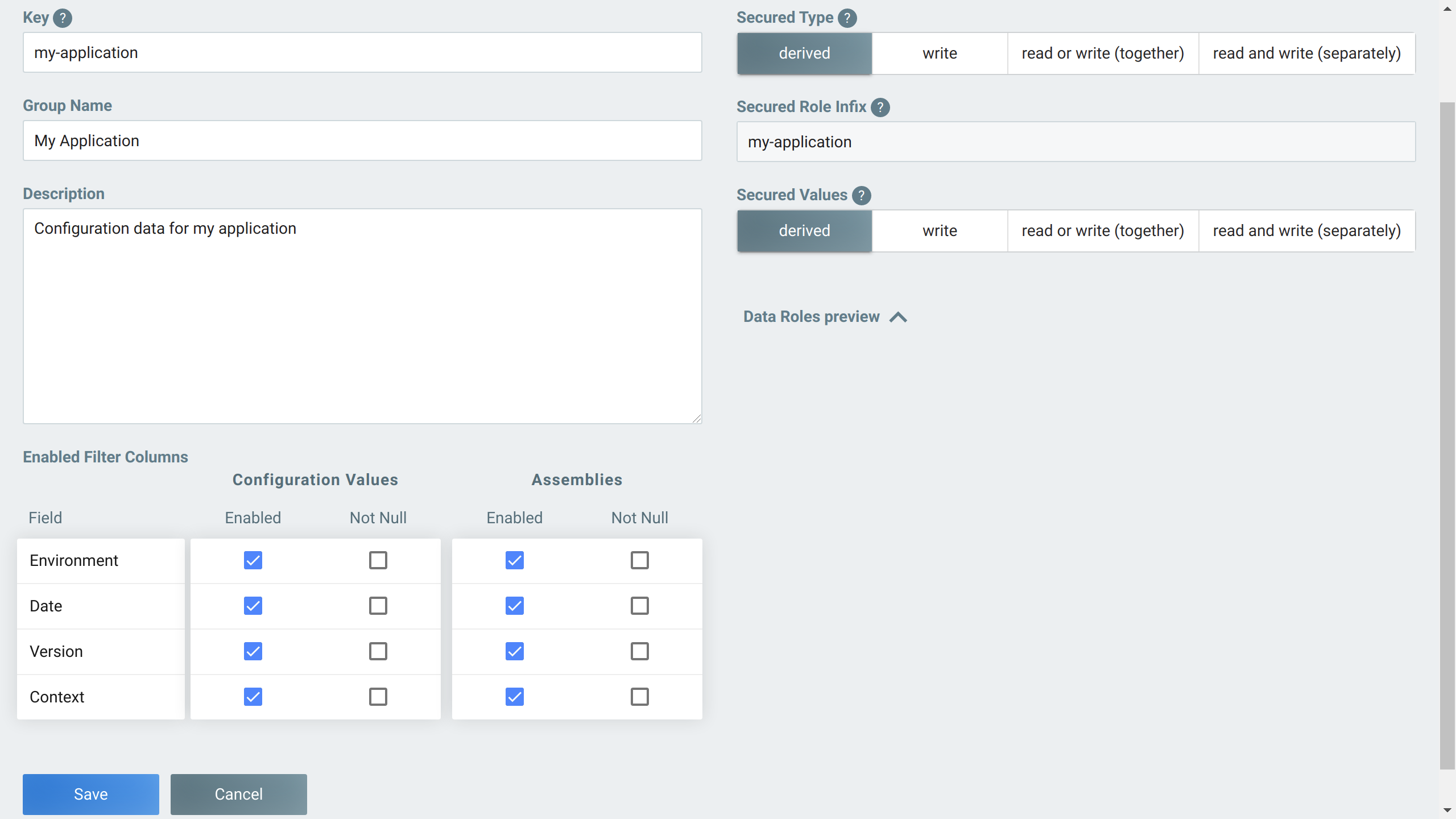 Create new configuration group