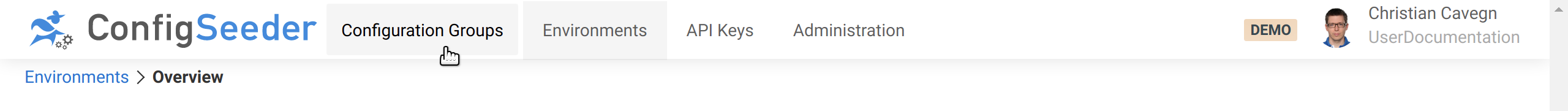 Navigate to  configuration groups