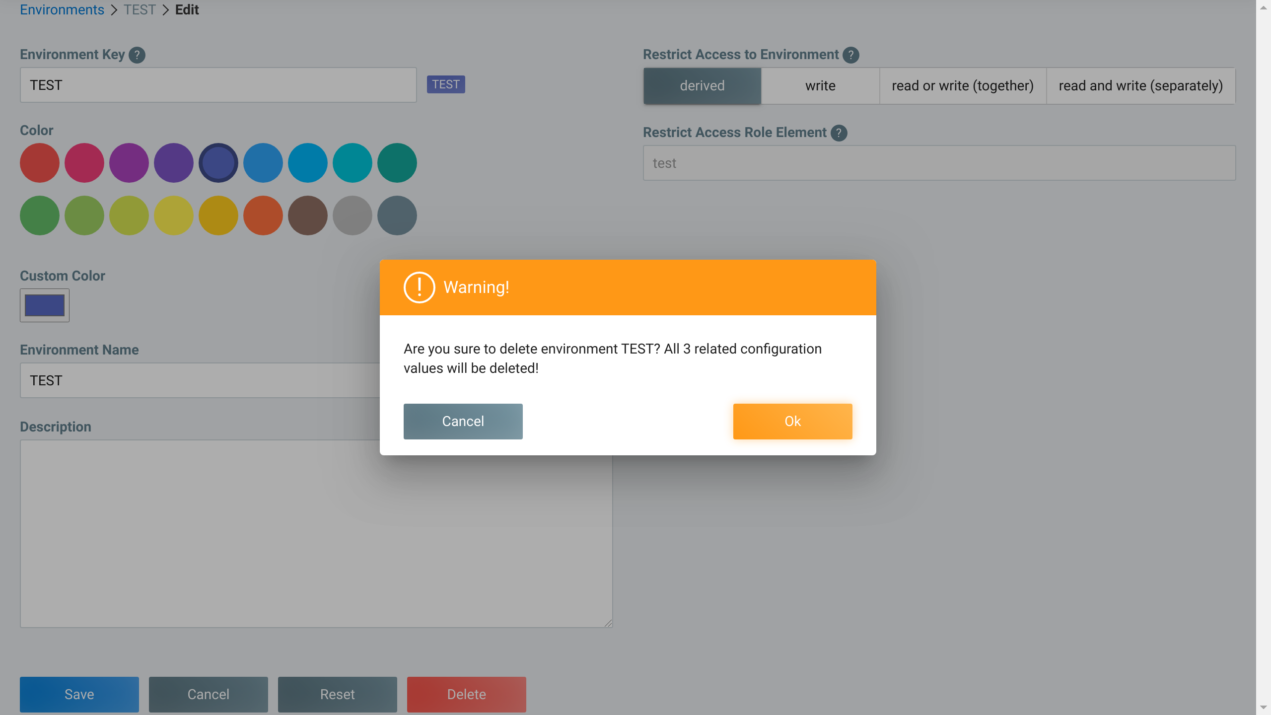 Delete an environment