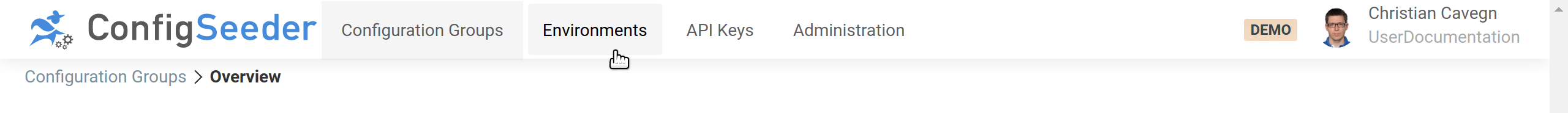 Navigate to  environments