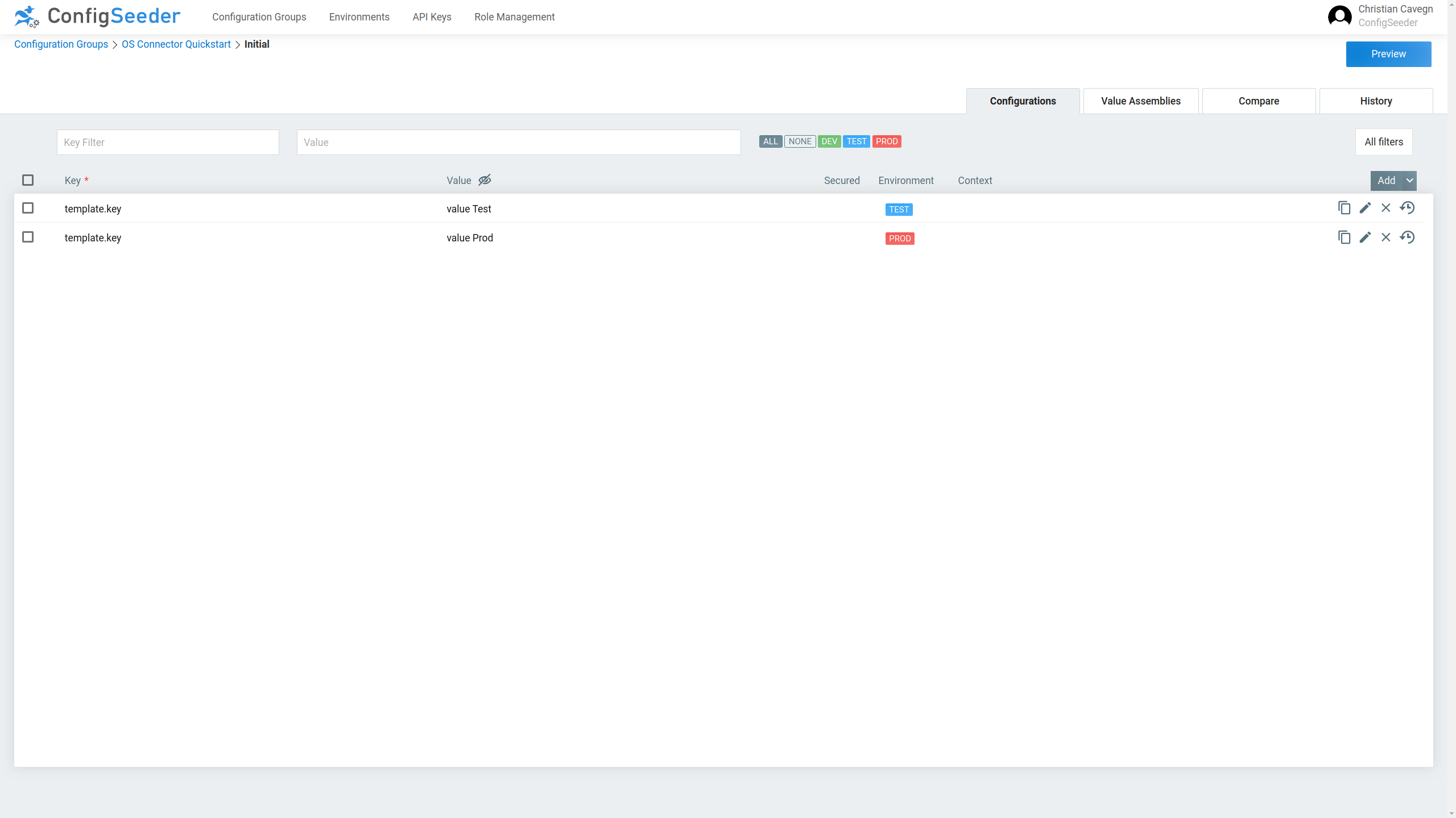 Create Config Values for replacing in the template